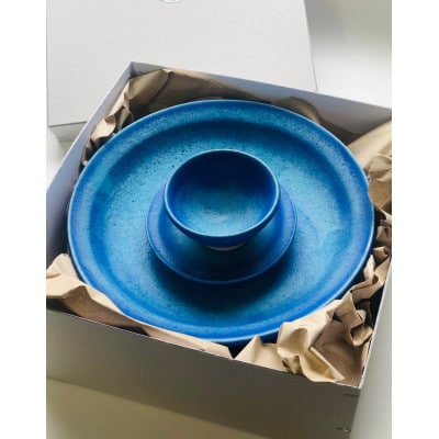 あさひのうつわ　3点セット　海の色(Asahi Blue)
