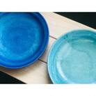 あさひのうつわ　丸プレート2色セット　ヒスイと海の色(Hisui Green&Asahi Blue)
