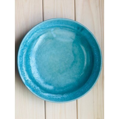 あさひのうつわ　丸プレート2色セット　ヒスイと海の色(Hisui Green&Asahi Blue)