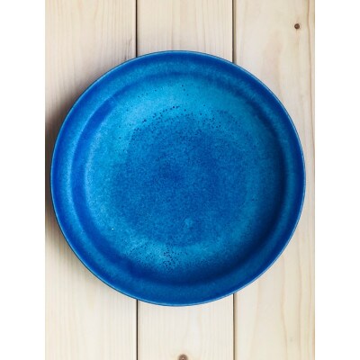 あさひのうつわ　丸プレート2色セット　ヒスイと海の色(Hisui Green&Asahi Blue)