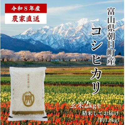 産地直送　令和8年産コシヒカリ　精米1.8kg