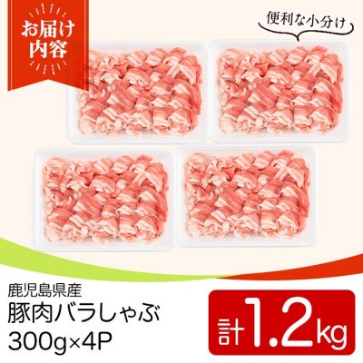 鹿児島県産豚肉バラしゃぶセット(計1.2kg・300g×4P)　y558(湧水町)