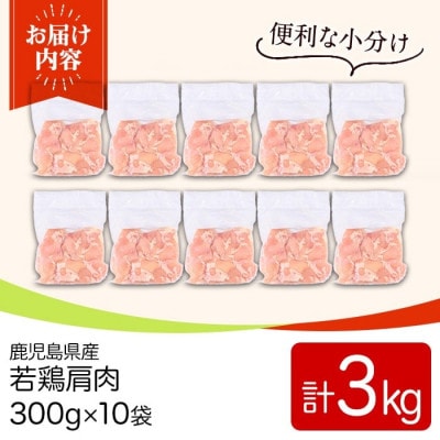 鹿児島県産若鶏肩肉(300g×10袋・合計3kg)　y546(湧水町)