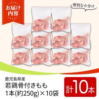鹿児島県産若鶏骨付きもも(約250g×10袋・合計2.5kg) y535(湧水町)