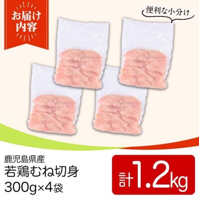 鹿児島県産若鶏むね切身セット(計1.2kg・300g×4P) y549(湧水町)