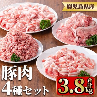 鹿児島県産豚肉セット(4種・合計3.8kg) y555(湧水町)