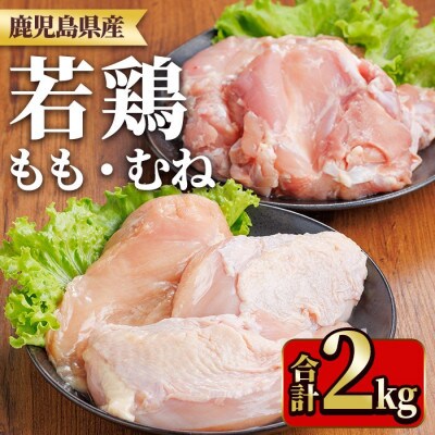 鹿児島県産若鶏もも身・むね身セット(もも、むね)合計2kg (y540)(湧水町)