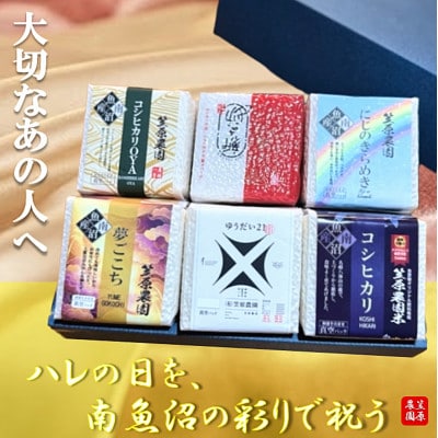 南魚沼産　笠原農園米　銘柄米　彩りアソート(2合300g×6種類)