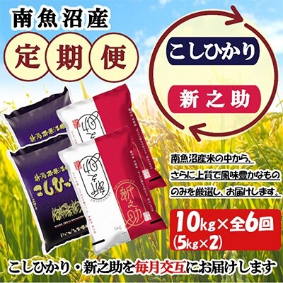 2022年5月発送開始『定期便』米どころのお米屋厳選　南魚沼産こしひかり・新之助10kg　全6回