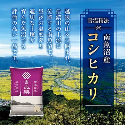 【毎月定期便】雪温精法　南魚沼産こしひかり　2kg全3回
