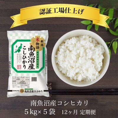 【毎月定期便】南魚沼産コシヒカリ　精米5kg×5全12回