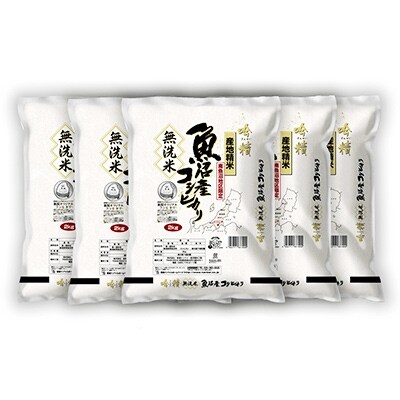 2021年4月発送開始『定期便』【吟精無洗米】『南魚沼産コシヒカリ』精米2kg×5　全12回