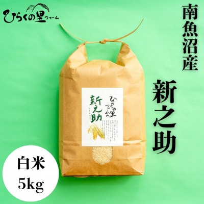 【令和7年産新米予約】きらめく大粒!ひらくの里ファームの南魚沼産新之助　白米5kg