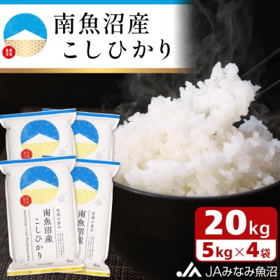 【令和6年産】JAみなみ魚沼不動の人気「南魚沼産こしひかり」精米20kg(5kg×4袋)