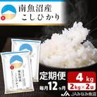 【毎月定期便】南魚沼産こしひかり 精米 4kg(2kg×2袋)全12回