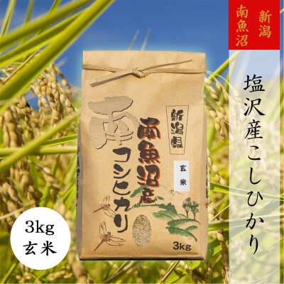 【令和6年産】【高級】南魚沼しおざわ産こしひかり3kg(玄米)