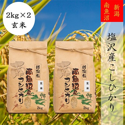 2023年3月発送開始『定期便』【高級】南魚沼しおざわ産こしひかり2kg(玄米)×2袋全12回