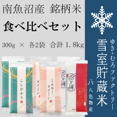 雪室貯蔵米(精米)　3種食べ比べ(コシヒカリ、ミルキークィーン、新之助) 計1.8kg