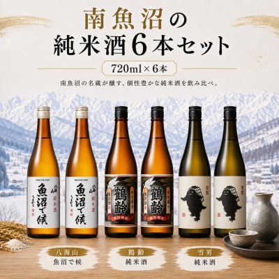 南魚沼の純米酒3種セット720ml×6本　魚沼で候・鶴齢純米酒・雪男純米酒