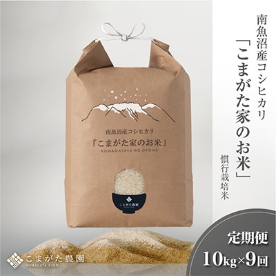 【毎月定期便】雪室貯蔵 厳選こだわり南魚沼産コシヒカリ「こまがた農園のお米」10kg全9回
