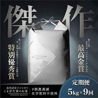 【毎月定期便】最高金賞受賞 数量限定雪室貯蔵 南魚沼産コシヒカリ「こまがた家のお米」5kg全9回