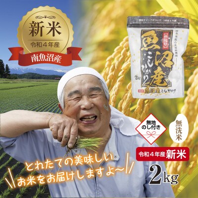 無地のし 無洗米 南 魚沼産 コシヒカリ 2kg  (美味しい炊き方ガイド付き)