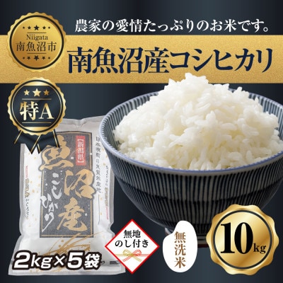 【のし付き】無洗米　新潟県南魚沼産　コシヒカリ　2kg×5袋 計10kg(炊き方ガイド付)