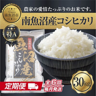 【毎月定期便】南魚沼産 コシヒカリ 精米 30kg(美味しい炊き方ガイド付)全6回