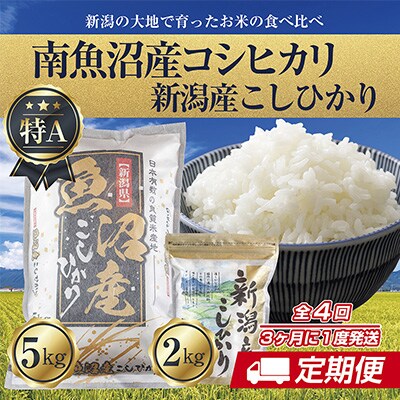 2023年4月発送開始『定期便』南魚沼産コシヒカリ5kg+新潟産こしひかり2kg全4回