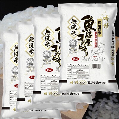 【毎月定期便】【8Kg】無洗米 吟精 南魚沼産コシヒカリ 全9回