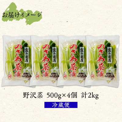 野沢菜漬(500g 4パック 計2kg)やまと食品の漬物 ご飯のお供  野菜【新潟県 南魚沼市】