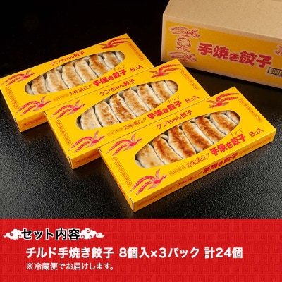 新潟県 南魚沼市 チルド手焼き餃子 8個入り × 3パック 計24個 ケンちゃん餃子