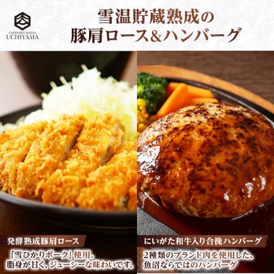 ハンバーグ 2個 & 豚肩ロース 2枚 にいがた和牛 雪ひかりポーク 内山肉店 新潟県 南魚沼市