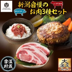 コンビーフ 70g &amp; ハンバーグ 150g 2個 &amp; 豚肩ロース 130g 2枚 新潟県 南魚沼市