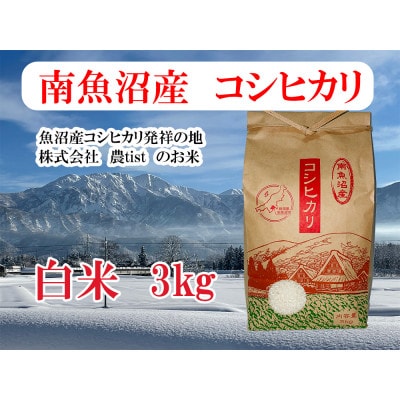 【南魚沼産】コシヒカリ 白米3kg 香り高く冷めてもおいしい農tistのお米