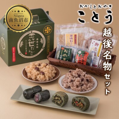 新潟県南魚沼市　ことうの【笹だんご 10個 ・おやき 2種 計4個・赤飯2個・醤油おこわ1個】