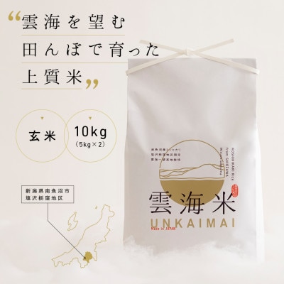 令和7年産新米予約　「雲海米」南魚沼塩沢産コシヒカリ　玄米10kg(5kgx2袋)