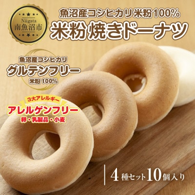 米粉ドーナツ 4種 10個セット プレーン 玄米 メープル 黒糖 新潟県 南魚沼市