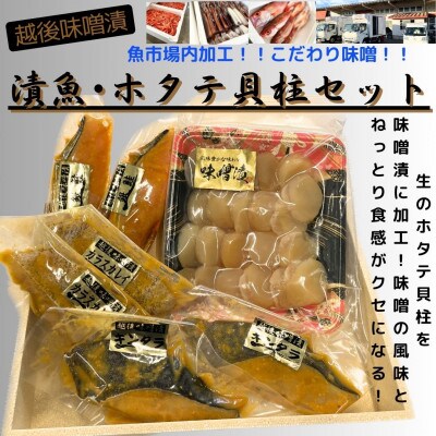 【魚市場直送】越後味噌漬　漬魚+ほたて貝柱セット