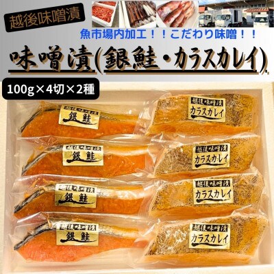 【魚市場直送】越後味噌漬　漬魚(銀鮭・カラスカレイ)