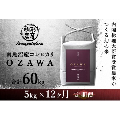【毎月定期便】内閣総理大臣賞受賞農家がつくる幻の米　南魚沼産コシヒカリ　特A地区【5kg】全12回