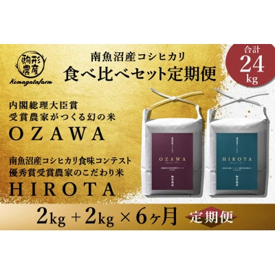 【毎月定期便】内閣総理大臣賞受賞×南魚沼産コシヒカリ食味コンテスト優秀賞受賞　各2kg食べ比べ全6回