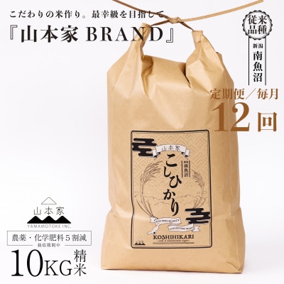 【毎月定期便】南魚沼産コシヒカリ精米10kg【従来品種】山本家全12回