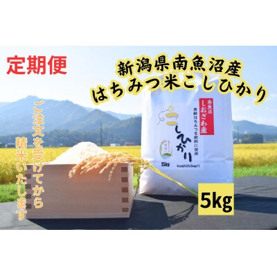【毎月定期便】南魚沼塩沢産　はちみつ米コシヒカリ　5kg×全3回