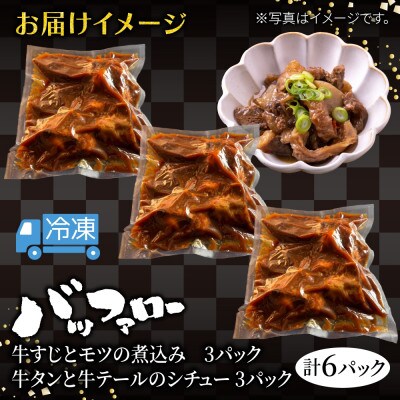 牛すじとモツの煮込み・牛タンと牛テールのシチュー食べ比べセット 6パック