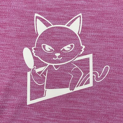 JTTA公認　卓球ユニフォーム【男女兼用(ドライ):150サイズ】ねこ　ピンク