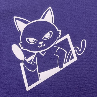 JTTA公認　卓球ユニフォーム【男女兼用(ドライ):140サイズ】ねこ　パープル