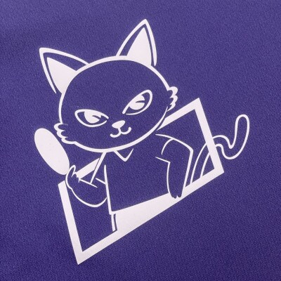 JTTA公認　卓球ユニフォーム【男女兼用(ドライ):XXLサイズ】ねこ　パープル