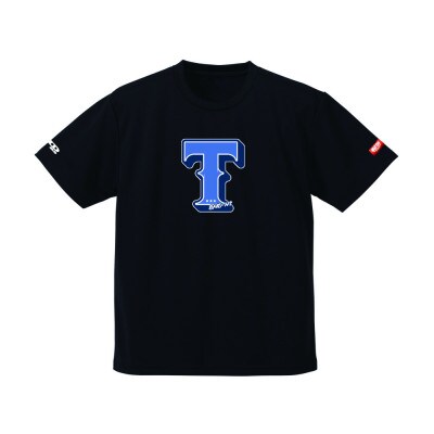 JTTA公認　卓球ユニフォーム【男女兼用(ドライ):Sサイズ】アルファベット　T　ブラック