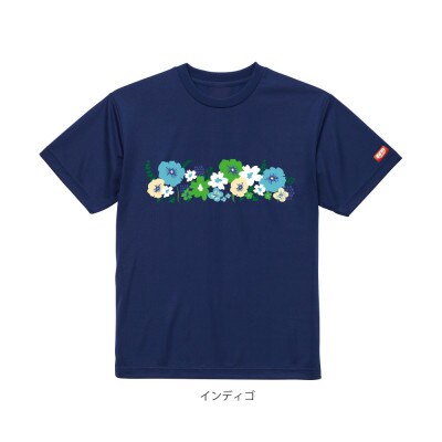 JTTA公認　卓球ユニフォーム【男女兼用(ドライ):Lサイズ】フラワー2　インディゴ